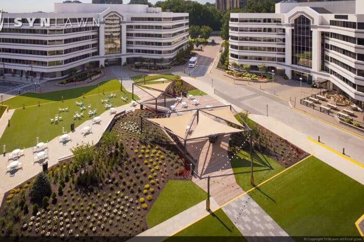 SYNLawn Milwaukee WI commercial artificial grass for office buildings plaza courtyards